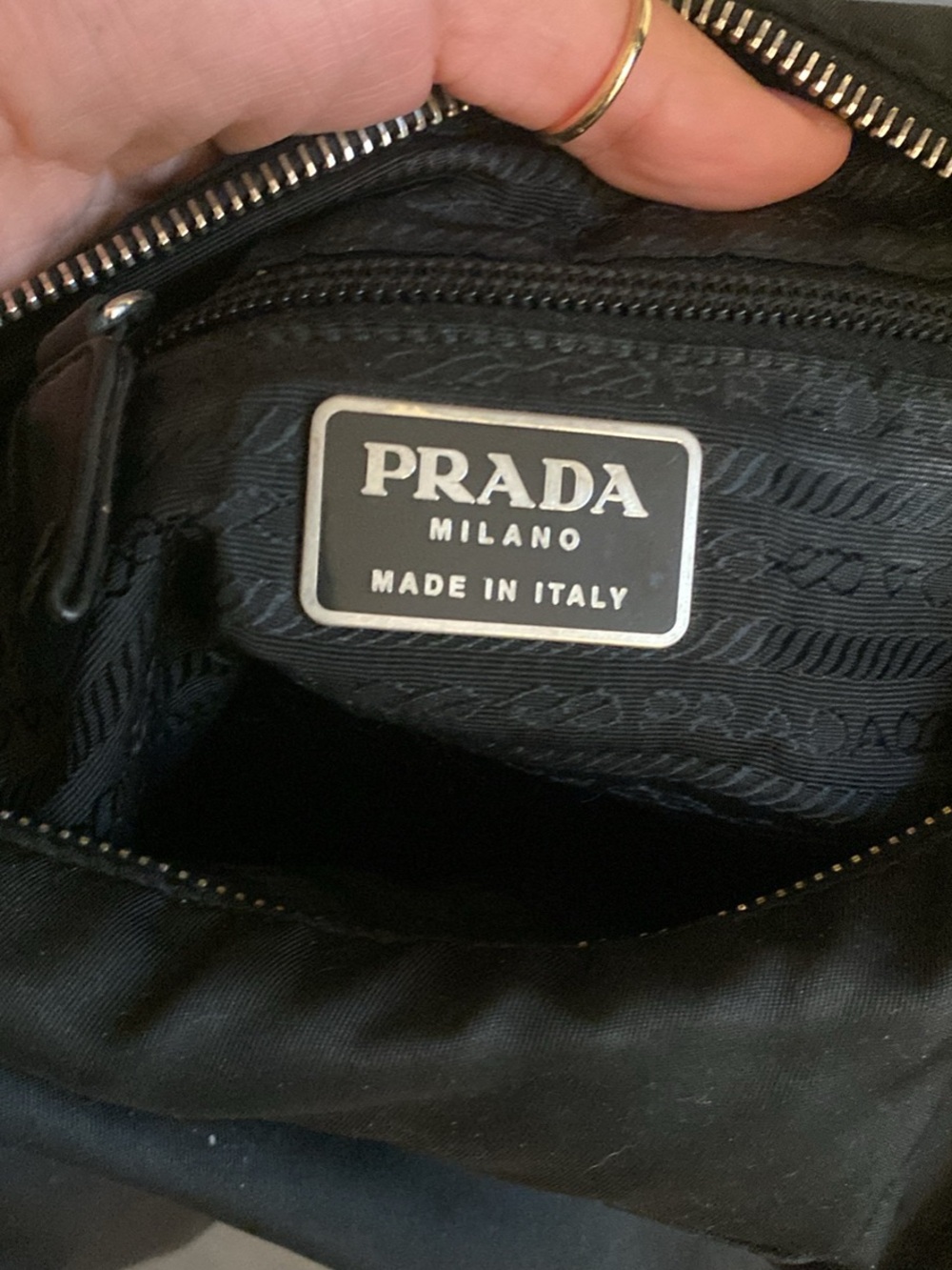 Prada Black Nylon Messenger Bag with Leather Trim - Picture 3 of 6